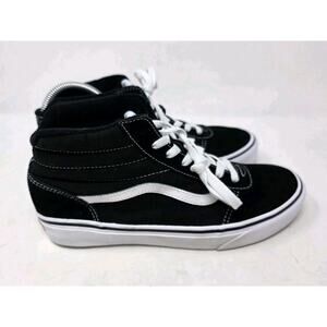 Vans Size 7 Youth High Top Black and White Sneakers Skateboard EUC